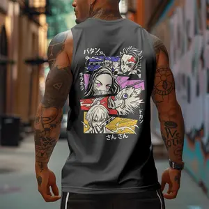 Anime 90s Graphic Sleeveless Tank Tops Men Vest Streetwear Outfits Men Vacation Outfits Sleeveless Shirt