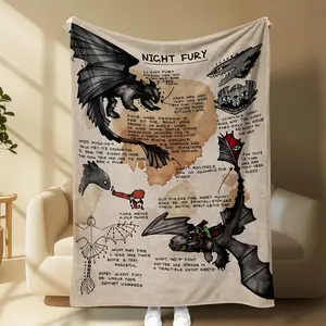Soft Comfortable Holiday Gift Blanket, Dragon and Map Design, Multifunctional Throw for Bedroom, Living Room, Dormitory, Car Sofa Travel