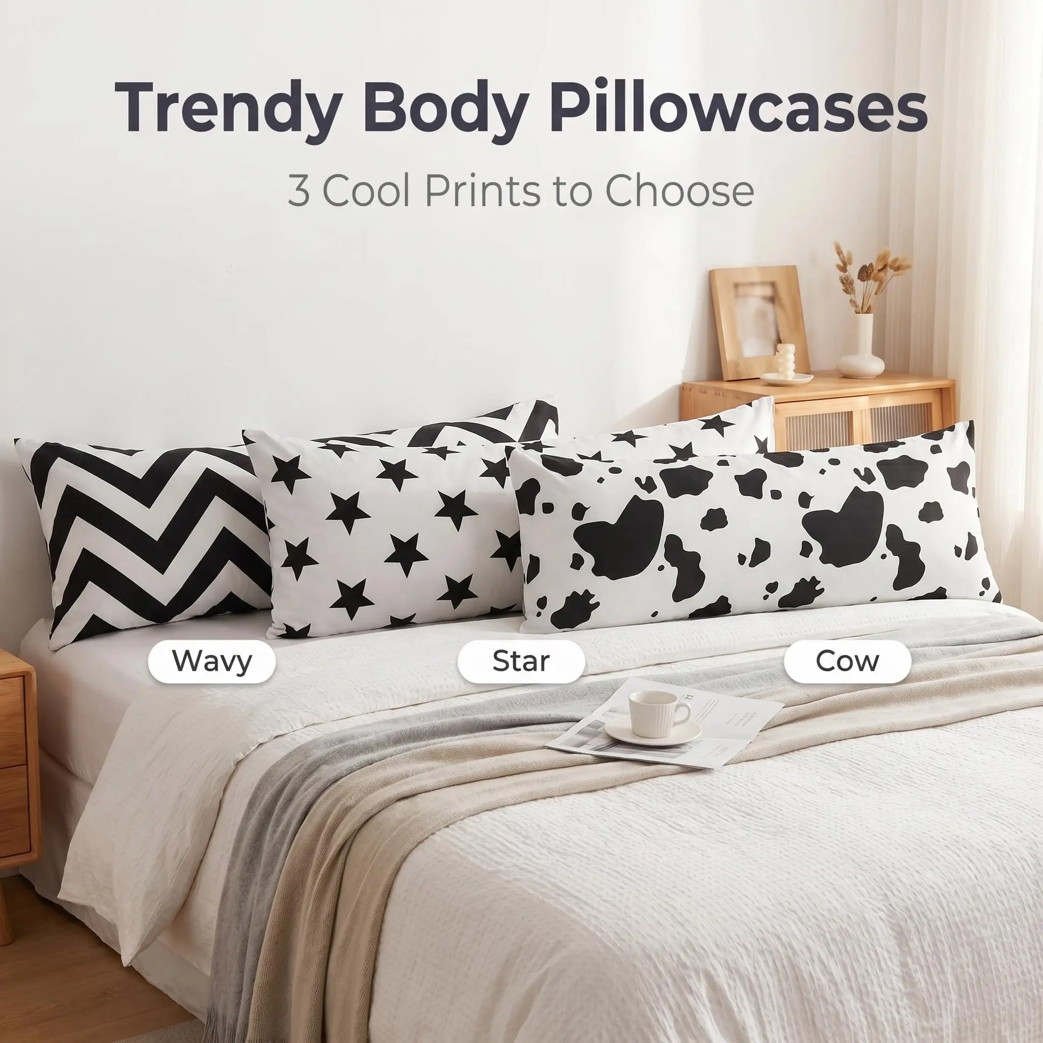 Bedsum Body Pillow Cover, Soft Durable Long Pillow Case for Side Sleepers, Decorative Bedding Pillow Cover for Bedroom