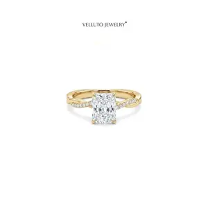 Gold-Plated Moissanite Adjustable Ring, 2.0 Carat Total Weight – Refractive Index 2.65, Top Choice for Engagement, Skin-Friendly, Hypoallergenic