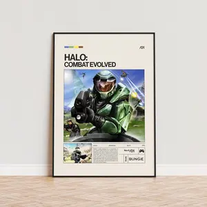 ROMULO Halo Combat Evolved Poster, Video Game Poster, Minimalist Game Print, Gaming Room Poster, Gaming Wall Art