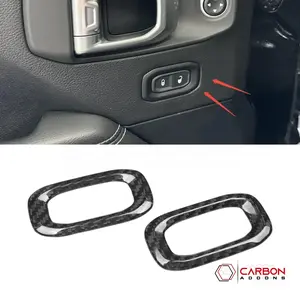 Jeep Gladiator JT & Wrangler JL Door Lock Switch Frame Trim Cover – Real Dry Carbon Fiber (Glossy or Matte) 2020–Current