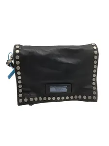 Pre-owned PRADA Vintage Black Studded Leather Crossbody Bag/WJ04127416 /7416
