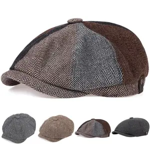 Retro Gangster Party Hat 2025 Winter Essentials British Octagonal Painter Newsboy Cap Edgy Chic for Men Women Acrylic Linen Texture Adjustable Unisex