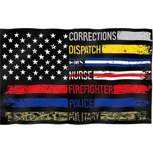 Fly Breeze 40x60 IN Multi Line American Flag - Vivid Color and Fade proof - Supporting Our First Responders Flags Tapestry