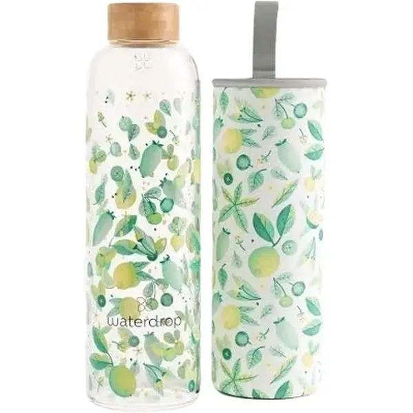 waterdrop green floral water bottle. waterdrop green floral water bottle.