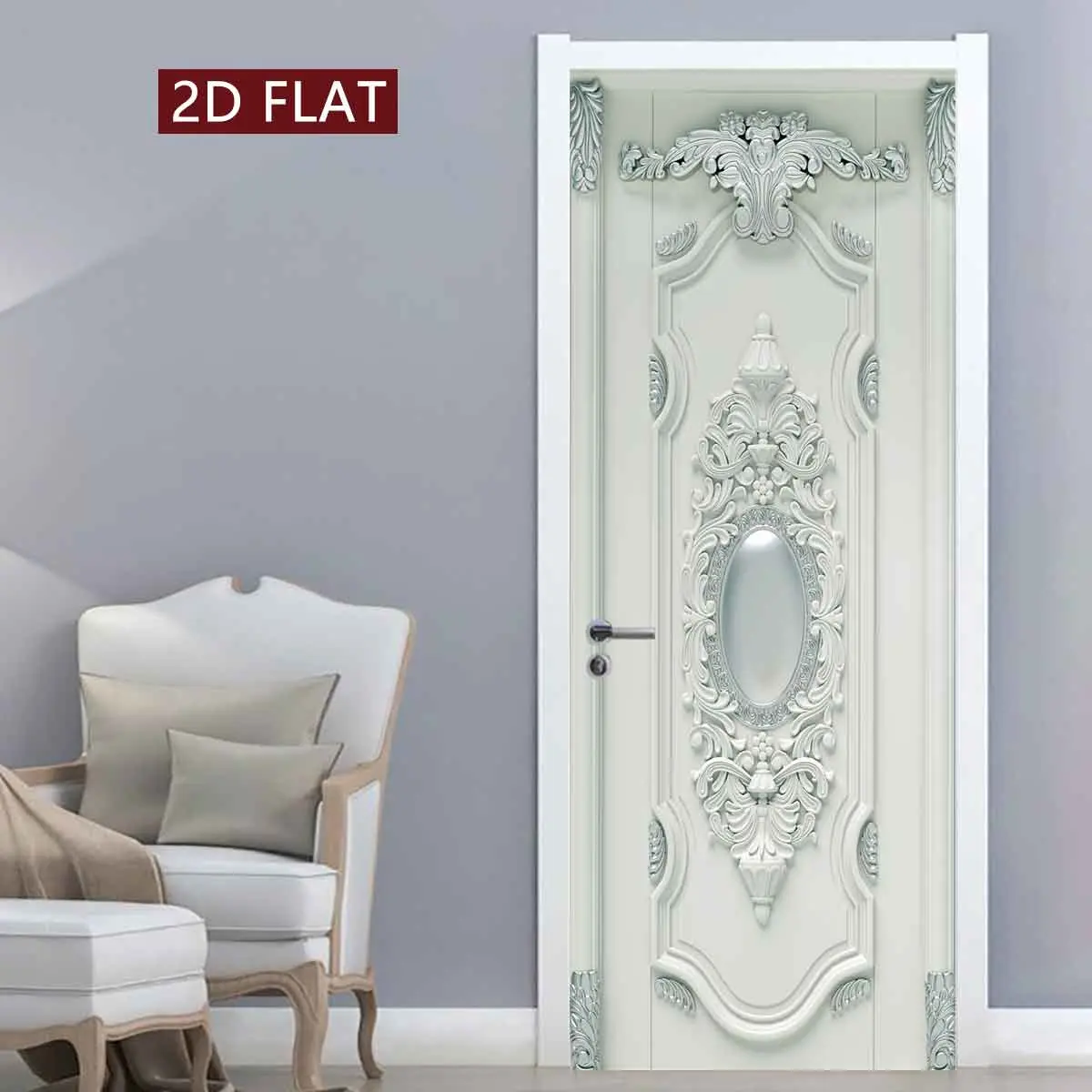 European Style Carved Door Sticker, 2 Counts Easy Apply Peel & Stick Door Sticker, Waterproof & Scratch Resistant Decoration Painting for Home, Kitchen, Bathroom, Bedroom, Ornaments