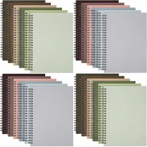 Best Selling 2024 School Supplies 24 Pieces Spiral Work Notebook A5 8.3 x 5.7 Inch College Ruled Spiral Journal Kraft Cover Notebook, 12 Colors, 60 Sheets, 120 Pages, for Office School Supplies