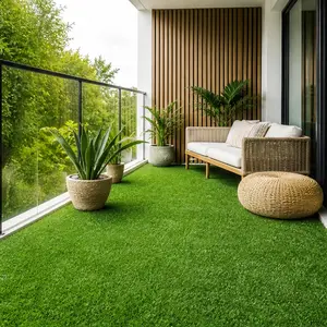 ARCH Realistic Deluxe Artificial Grass Synthetic Thick Lawn Turf Carpet 1.18in Blade Polyethylene Green Indoor Outdoor Flooring for Lawn Balcony Pool Playground Pet Run Multiple Size Options, Green Color Options, POLYETHYLENE Material