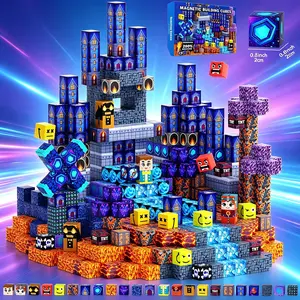Magnetic Building Blocks Kit - 100/150PCS Blue Castle Magnetic Tiles Set & Magnetic Building Blocks, STEM Montessori Sensory Toy for 4-8 Year Olds, 3D Magnetic Cubes for Imagination & Spatial Awareness, Christmas Birthday Gift for Children