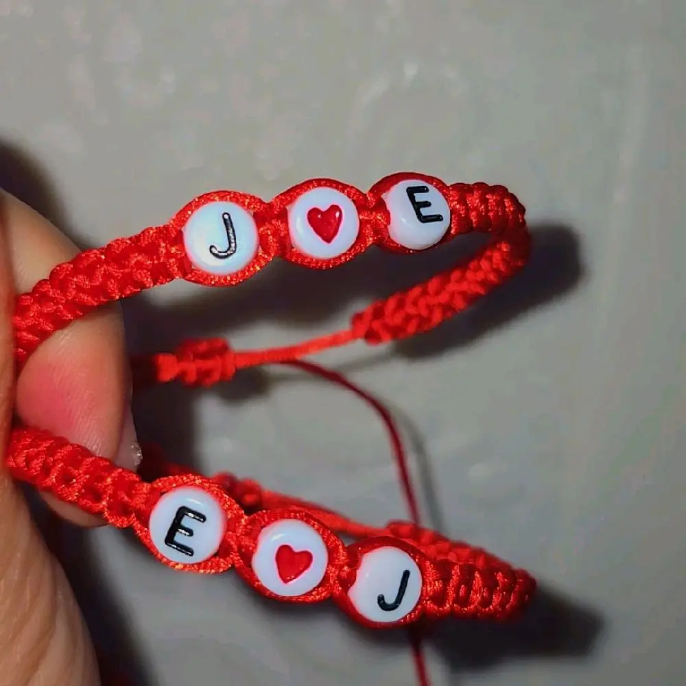 Interlocking Couples Wristband Set of 2, Casual Braided Cord with a Customizable Letter, Adjustable Anniversary Gift, Unisex, Set Of Two