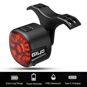 GlYO Auto Brake Sensing Bicycle Tail Light -USBRechargeable, lP66 Waterproof LED WarningLight for MTB & Road Bike Night Safety