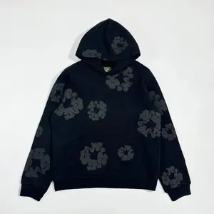 DENIM TEARS Men's Fashion Foam Print Hooded Sweatshirt & Casual Sports Hoodie + Women's Sweatpants Two-Piece Set, European-American Style | Comfortable & Durable | Versatile Occasions Unisex | Suitable for All Seasons