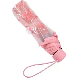 Clear Cherry Blossoms Umbrella, Transparent Rain Umbrellas Manual Open Type Umbrella with Alloy Handle for Men and of All Ages ()