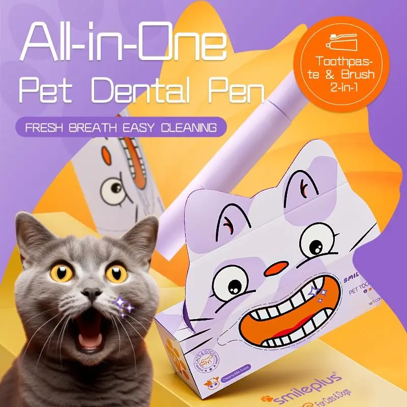 Smileplus 2 PCS 2026 New Pet Toothbrush Pen Pet Tooth Whitening, Dental Care Gel, Ergonomic Brightening Pens for Dog Cats Dental Care Fresh Breath #SummerVibes #petlovers finger wipes Hydroxyapatite Fluoride-Free Toothpaste