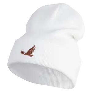 Elegant Eagle Embroidered 12 Inch Long Knitted Beanie