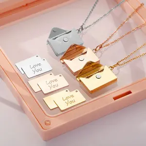 Minimalist Envelope Necklace Titanium Steel Love Letter Pendant Couple Jewelry