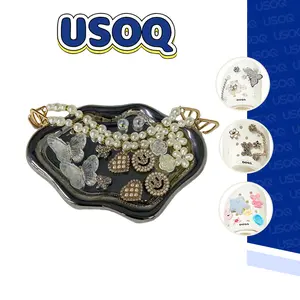 USOQ 16pcs Shoe Charm Set Bling Shoe Charms for Crocs Women Flower Pearl Shoes Decoration Charm Rhinestone Shoes Chain Charm Cute Shoe Charms DIY Shoe Accessories for Birthday Party