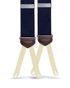 Limited Edition Vintage Deveaux Fleur-de-lis Navy Suspenders