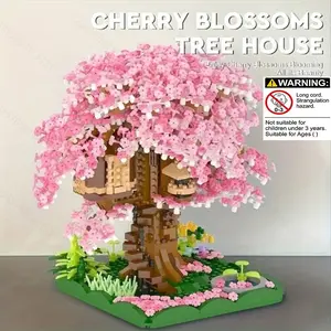 Micro-Particle Building Blocks Sakura Tree House Building Block Sets An immersive, challenging assembly experience Adds a touch of romantic poetry to your living room or bedroom.