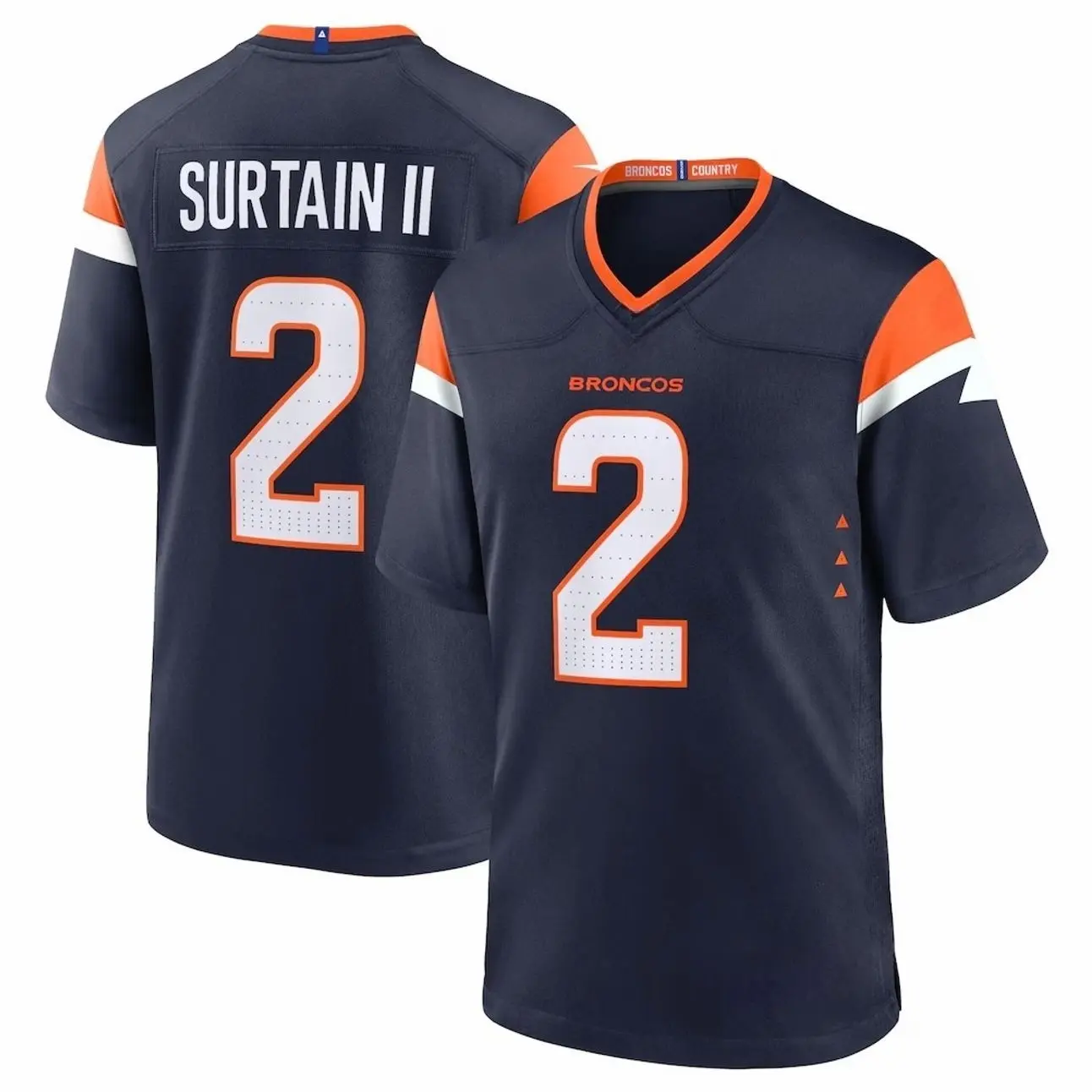 Unisex Football inspired by Denver Surtain II Alternate Player Game Jersey - Navy