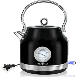 1.7 Liter Half Circle Electric Tea Kettle with Thermostat in Black