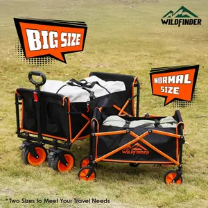 【BOGO】Lightweight Folding Utility Wagon Carts (Bundle) - w/ Wheels, Collapsible Heavy-Duty (330 lbs Capacity) Featuring Adjustable Handle for Camping, Gardening, Sports & Grocery Use