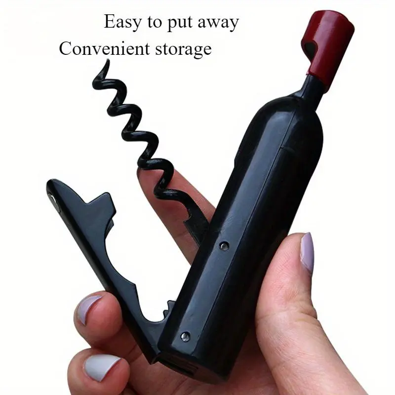 Stainless Steel Wine Opener Corkscrew - Portable Multifunctional Tool with Easy-Twist Spiral Design, Convenient Storage Function for Home, Party Use
