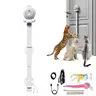 HAPPYCODE 2-in-1 Interactive Cat Toy - Rechargeable Automatic Play Teaser with USB Charger, Suction Cup, Hanging Design, Dual Mode-Dual Speed, Jumping Rod, Track-Chase Mode, Idle Reducer, Battery Saver for Indoor Kitten & Adult Cats