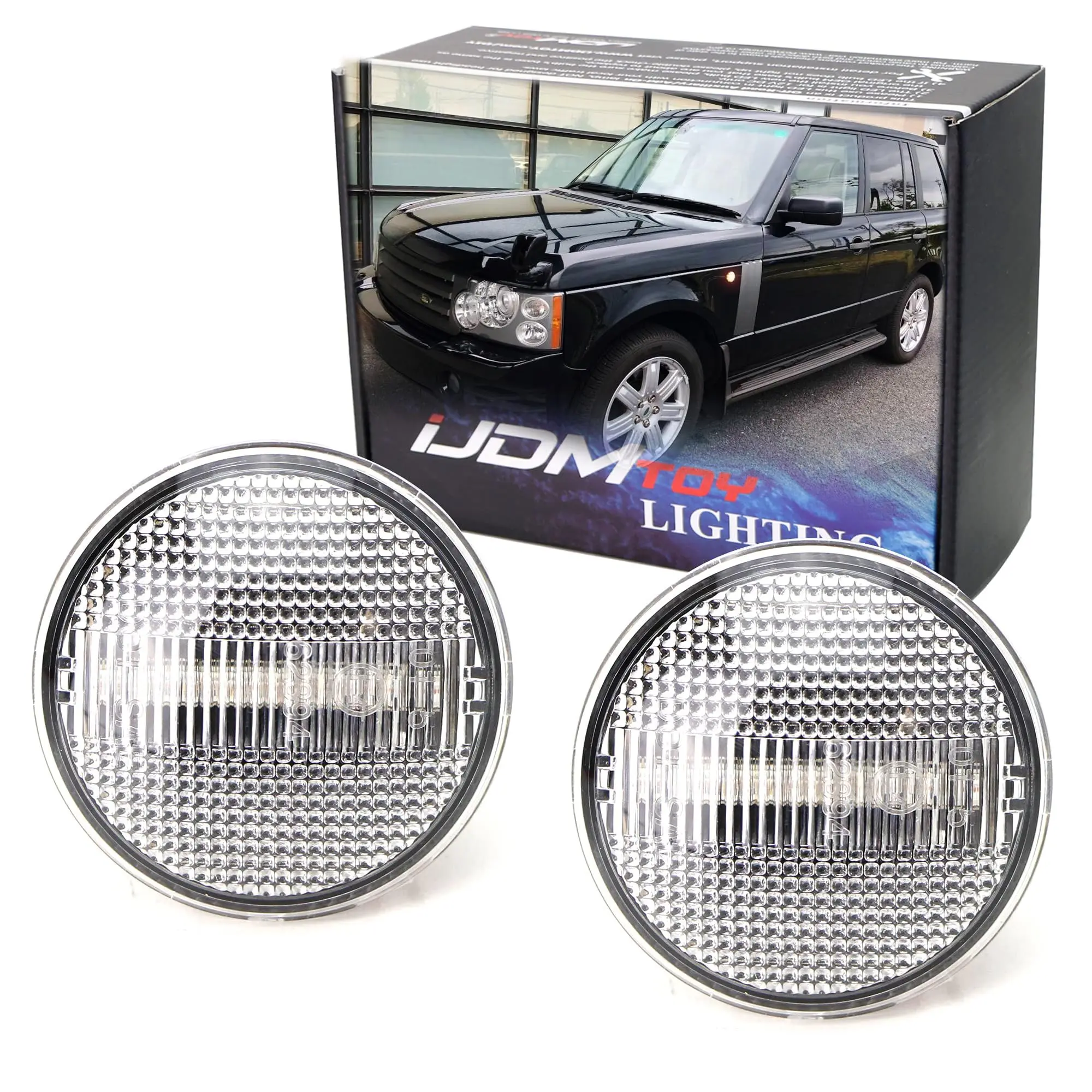 iJDMTOY Clear Lens Amber Full LED Front Fender Sequential Blink Side Marker Light Kit For 2003-2012 Land Rover Range Rover L322, Powered by 18-SMD LED