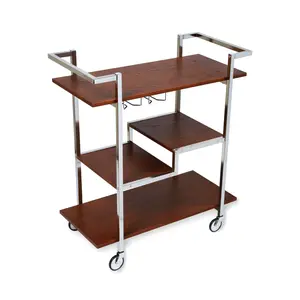 Harrison Stainless Steel and Wood Bar Cart Viski