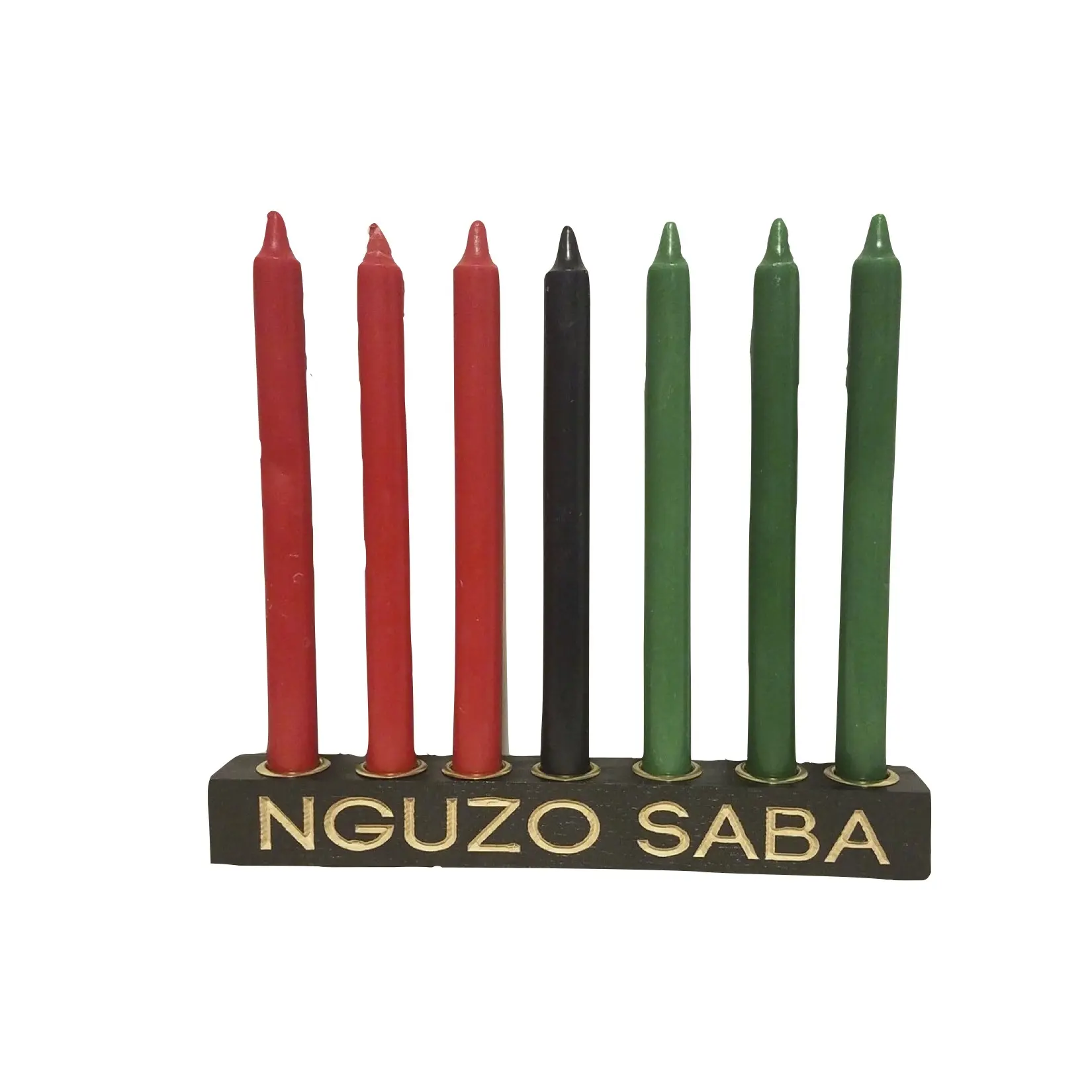 Gold-Finish Kinara Candle Holder with Nguzo Saba & 7 Mishumaa Saba Kwanzaa Candles
