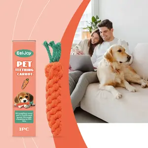 EelJoy Cute Carrot Pet Chew Toy |   Natural Rubber Dental Chew for Dogs & Cats |   Bite-Resistant Teeth Cleaning Toy