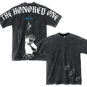 The Honored One Gojo Satoru JJK Jujutsu Kaisen Acid Washed Vintage Style T-shirt, Anime Inspired Tee Cotton graphic tees men Menswear Fabric t shirt