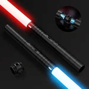 Dueling Double Lightsaber, Metal Hilt FX Rechargeable Gradient Lightsaber with 20 Colors, Duel-Ready Lightsaber for Adults & Kids, Portable Rechargeable Lightsaber, Ideal Birthday Halloween Christmas Gift