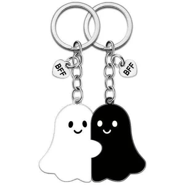 Halloween Fall Gift 2PCs Best Friend Keychain Gifts for Women Spooky Boo Basket Stuffers | Cute Birthday Galentines Day Christmas Gift for Friends