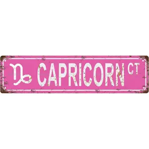Capricorn Star Sign Zodiac Sign Vintage Metal Tin Sign, Street Sign, Home, Room, Wall, Bathroom, Bar, Cafe, Garage, 4"x16" Tin-01