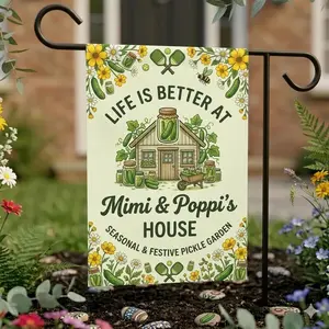 Personalized Pickle Garden Flag, Mimi Poppi Custom Name Flag, Funny Grandma Garden Flag, Nana Gift, Pickle Lover Gift Decor