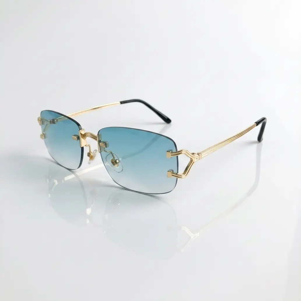 Frameless Rectangular Sunglasses for Women - Small Narrow Rimless, Tinted Lens, Anti UV Glasses, Eyewear Fashion, Retro Look Outdoor Eyewear, Open Frame Women's Sunglasses, Pc Plastic, Shatterproof, Outdoor Wear