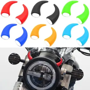 Motorcycle Headlight Horn Decorative Sticker, Retro Round Light Devil Horn Sticker, Universal Car Exterior Decoration Accessories
