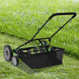 Push Reel Lawn Mower, 20" 9 Gears Manual Hand Push Walk-Behind Cylinder Lawnmower Specialty Grass Mower Adjustable Mowing Heights with Grass Catcher & 5 Blades for Garden Yard Lawn Tool Metal