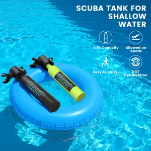 0.5L Mini Scuba Tank – Designed for Beginners’ First Underwater Breathing Experience. Lightweight and portable, refillable, aluminum alloy construction, with a luminous pressure gauge. Perfect for beginner recreational snorkeling.