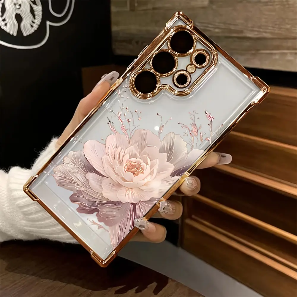 Flower Phone Case Compatible with Samsung Galaxy S26 S25 S24 S23 S22 S21 FE Ultra Plus 4G 5G Shockproof Transparent Soft Back Cover Protection Protective