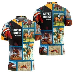Secretariat Polo Shirt for Men – 3D Horse Racing Print Polo, Short Sleeve Summer Shirt, Lightweight Breathable Equestrian Sportswear