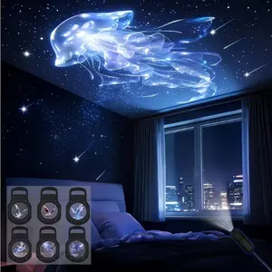 Portable USB LED Nebula Projector Lamp with Ocean & Nature Projections, Compatible with USB Projector, Wall/ceiling Use, Whale, Butterfly, Jellyfish, Starfish, Starlight Roof Projector, USB Powered Projector