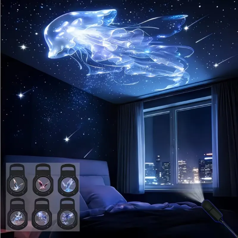 Portable USB LED Nebula Projector Lamp with Ocean & Nature Projections, Wall/ceiling Use, Whale, Starfish, Starlight Roof Projector, Starry Sky Projector, Starry Projector, USB Powered Projector, Lights Projector