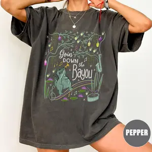Comfort Colors New Orleans Bayou Shirt, Goin Down The Bayou Tee, Retro Frog Princess Vibes, Magic Theme Park Trip, Vintage Jazz Style