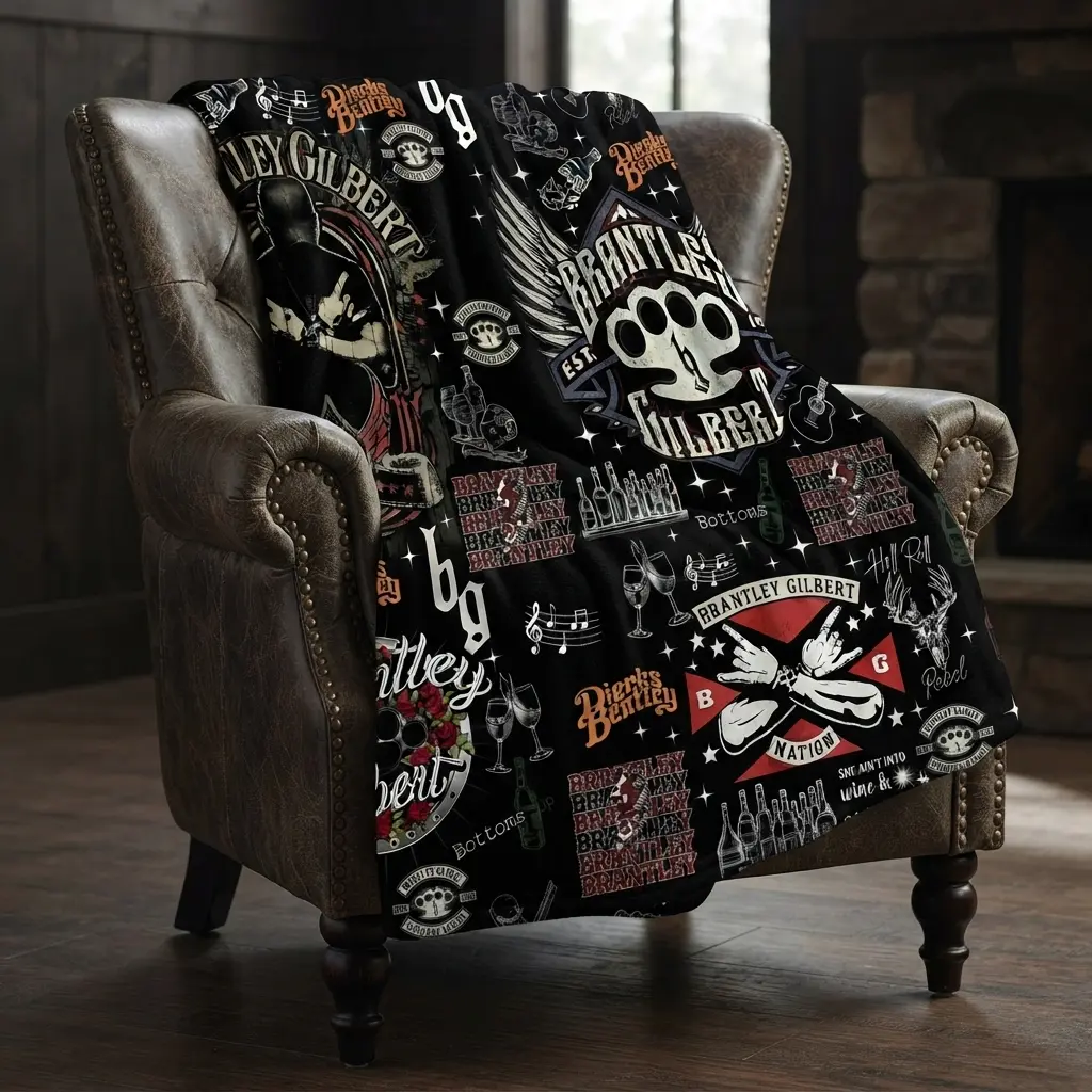 BrantleyGi Music Flannel Blanket, Cozy Soft Throw Blanket for Sofa, Warm Gift for Fans