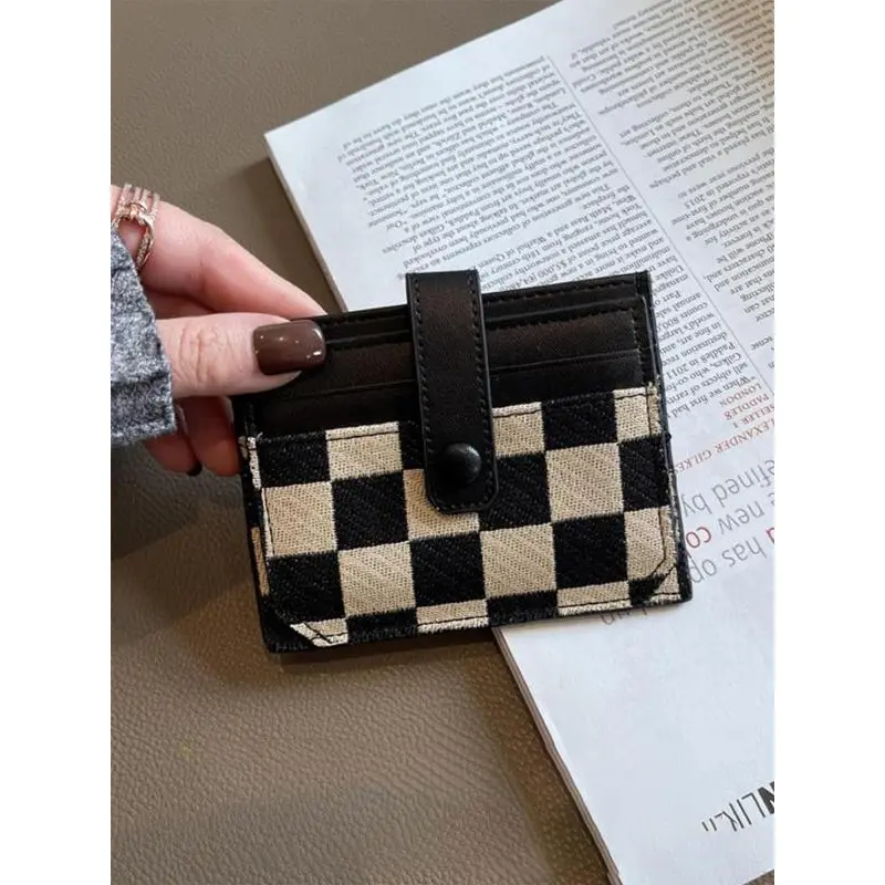 Women's Colorblock Plaid Pattern Short Wallet, Casual Pu Leather Zipper Card Holder, Trendy All-match Wallet for Daily Use, Fall Freshness, 80s Fashion Pop Wallet, Girlfriend Gifts