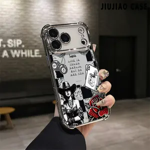 Western Cowboy rose Pattern Aesthetic Electroplated TPU Casing For iphone 17 PRO MAX Air 16 Pro Max PLUS 15 14 13 12 11 Four Corners Anti-Fall Transparent Casual Soft Silicone Phone Cases